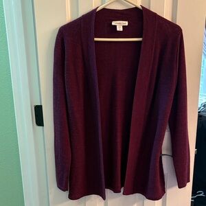 Coldwater Creek Women's Burgundy Open Cardigan